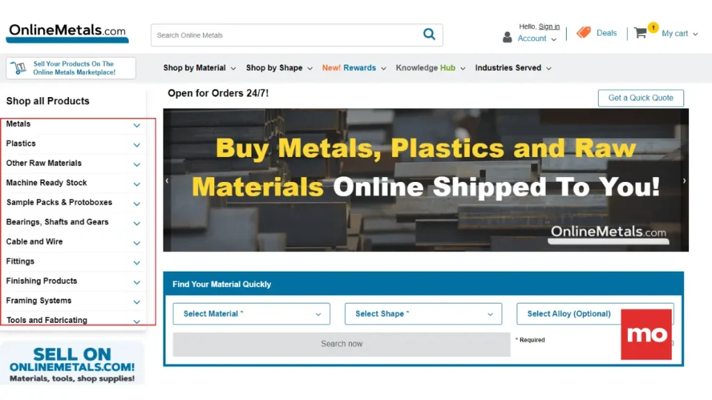 Online metals