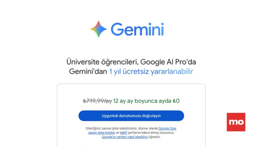 Gemini ucretsiz kullanim