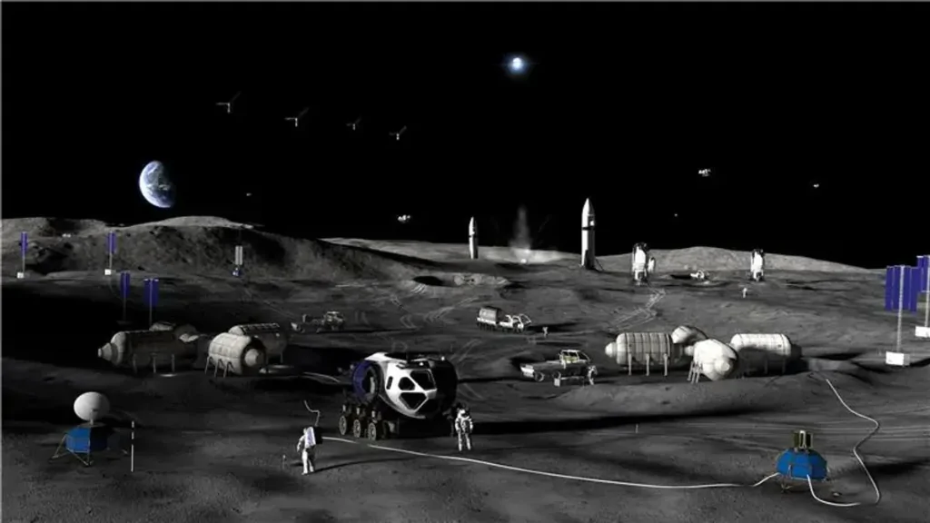 How the Moon Base might look during Phase 3 Via Nasa 1